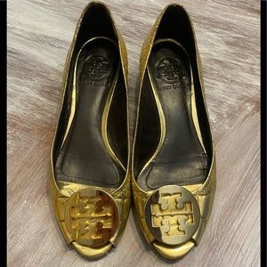 Tory Burch Gold Wedges